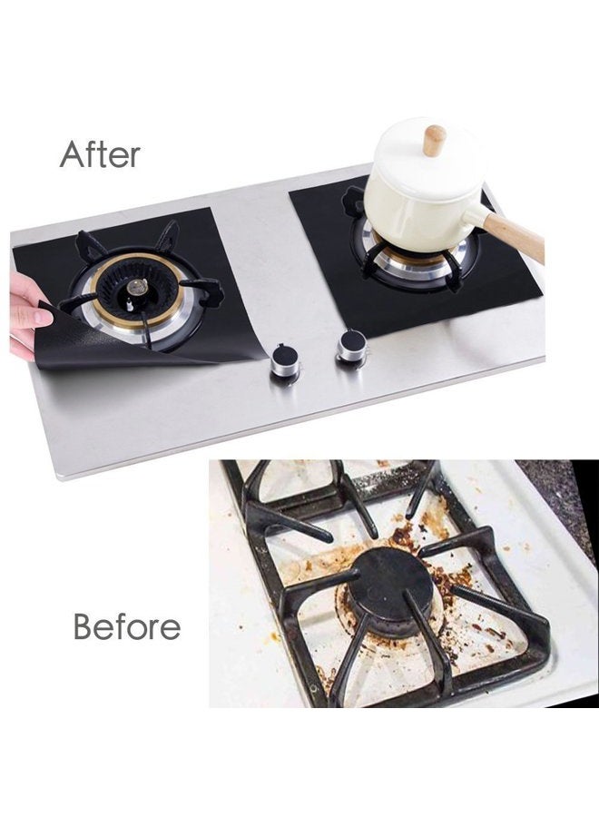 YRYM HT Stove Burner Covers - Gas Stove Protectors Black 0.2mm Double Thickness, Reusable, Non-Stick, Fast Clean Liners for Kitchen/Cooking. Stove top Covers Gas Burners Size 10.6" x 10.6" BPA Free(8 Packs) - Image 5